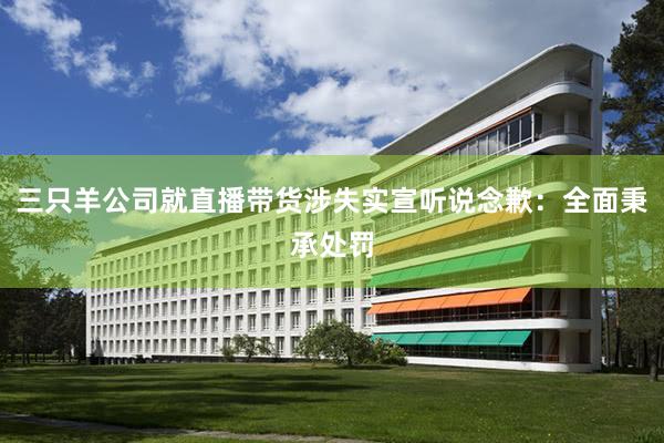 三只羊公司就直播带货涉失实宣听说念歉：全面秉承处罚