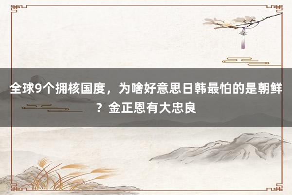 全球9个拥核国度，为啥好意思日韩最怕的是朝鲜？金正恩有大忠良