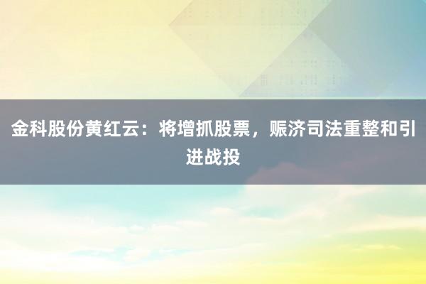 金科股份黄红云：将增抓股票，赈济司法重整和引进战投